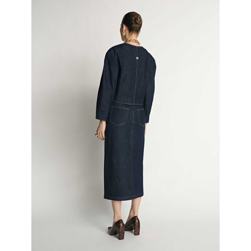 Veronika Maine Denim Cropped Jacket image number 1